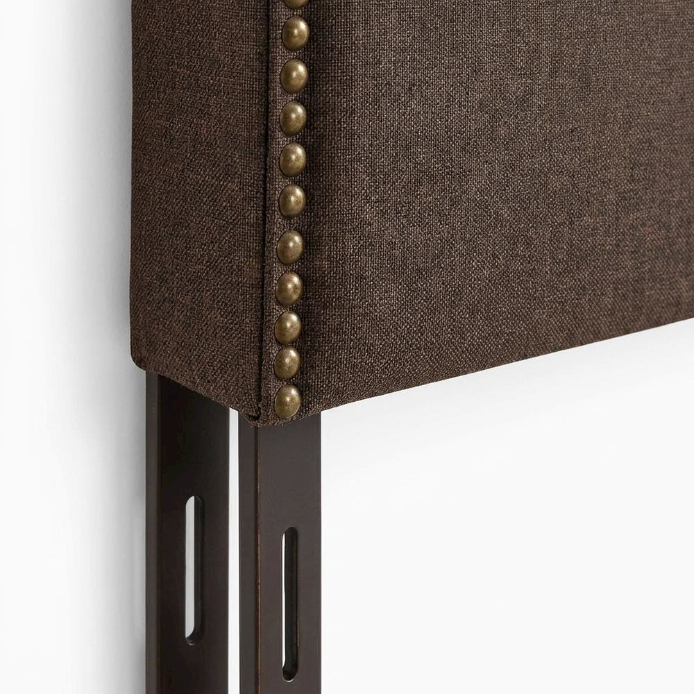 Upholstered Queen Headboard with Nailhead Trim and Curved Design