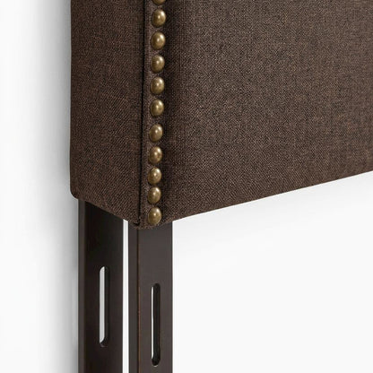 Upholstered Queen Headboard with Nailhead Trim and Curved Design