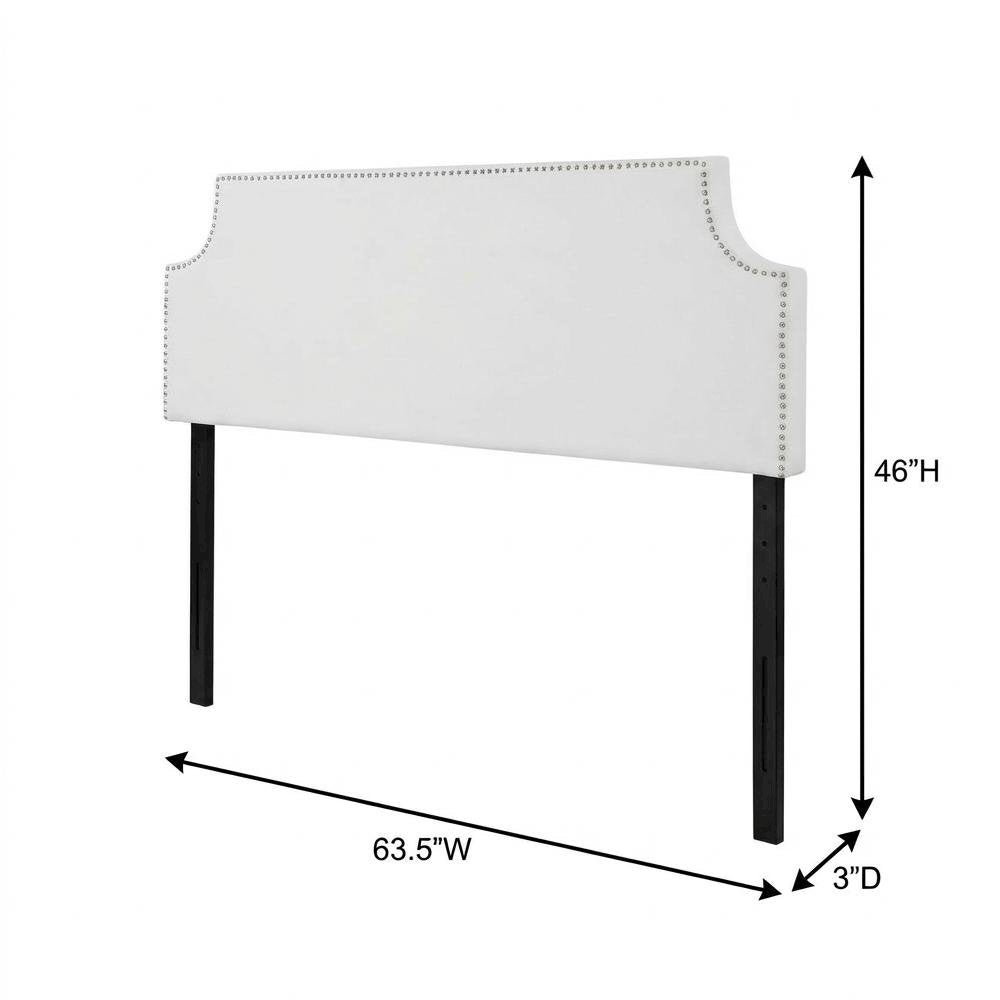 Upholstered Vinyl Queen Headboard in Neutral Tone with Durable Padding