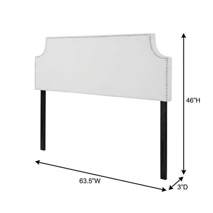 Upholstered Vinyl Queen Headboard in Neutral Tone with Durable Padding