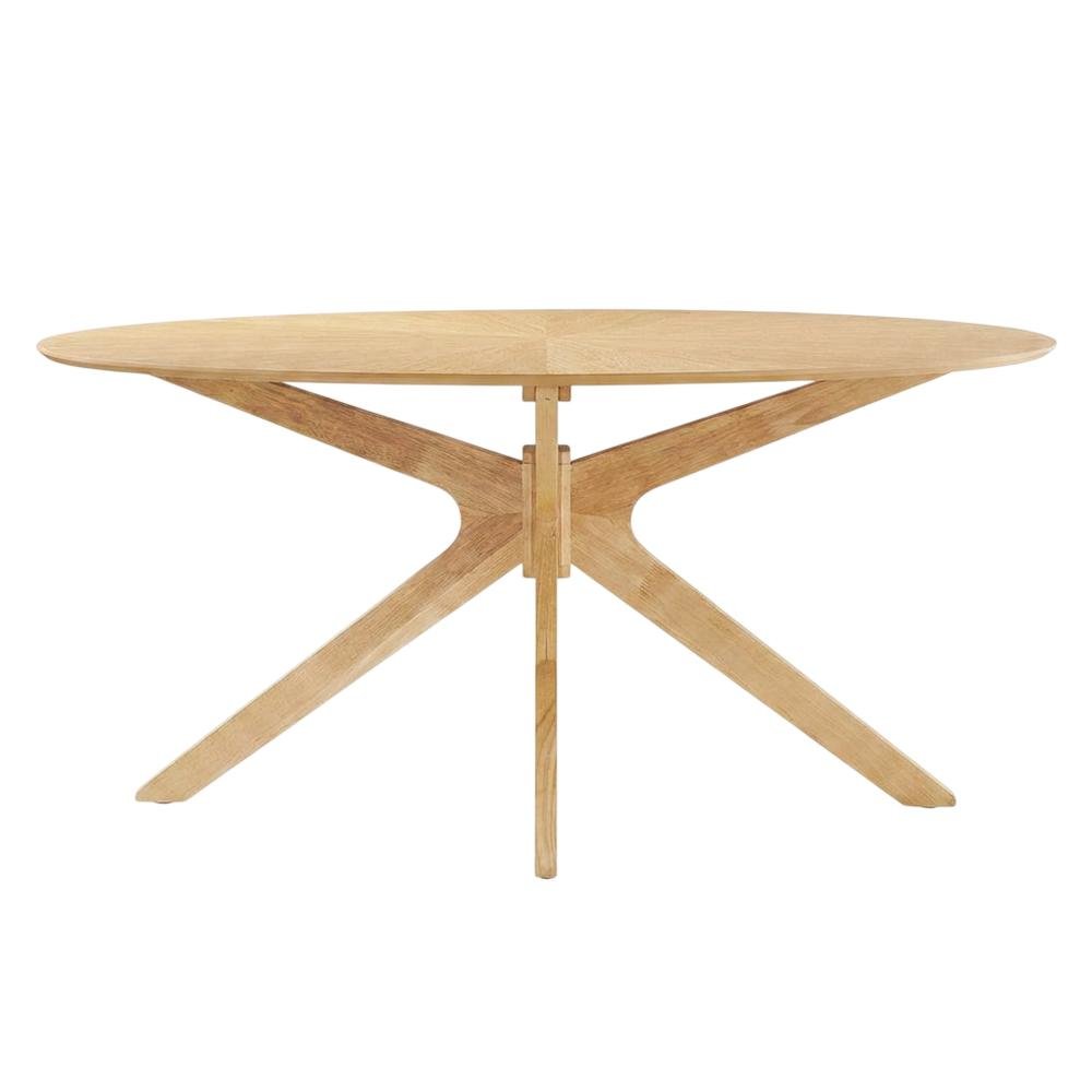 Oak Oval Wood Dining Table, Modern Style, Seats 6, Wood Dining