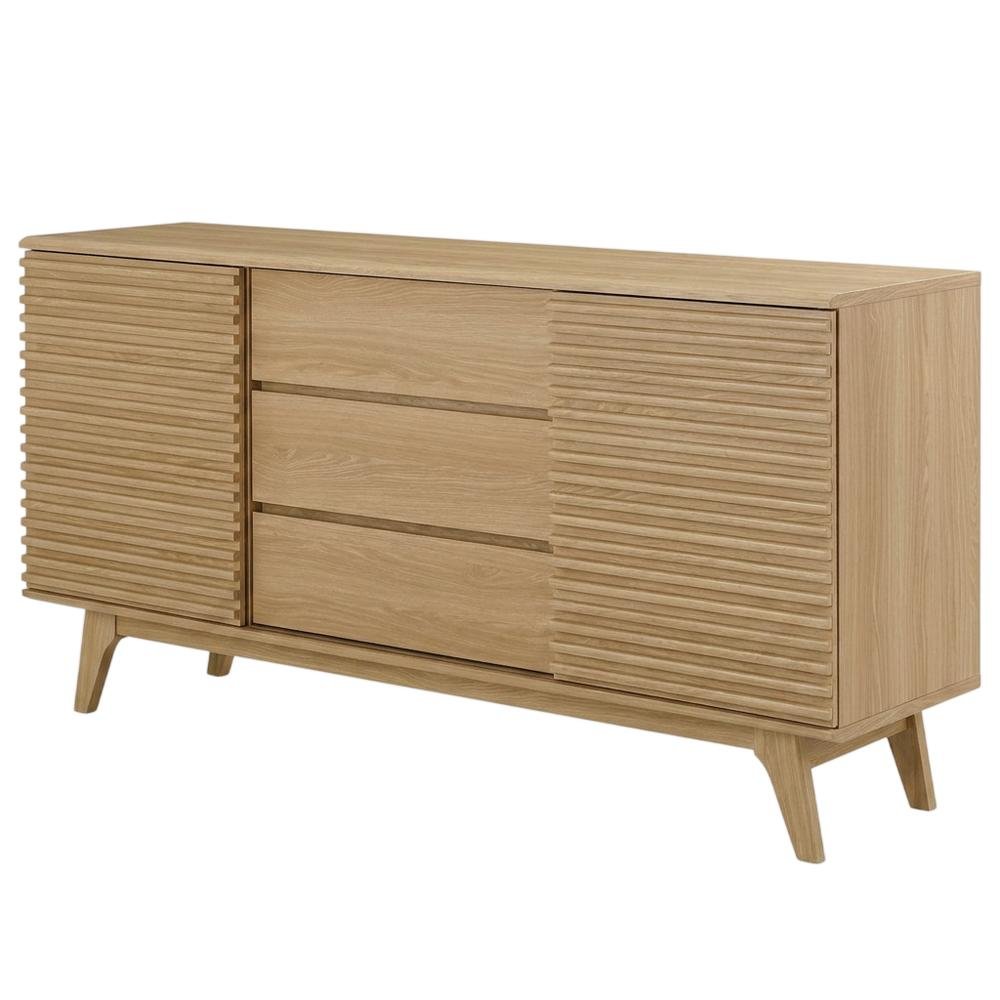 Wooden Sideboard Buffet Cabinet with Storage for Dining Room, Oak