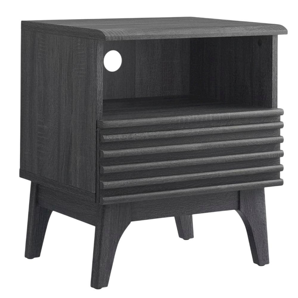Nightstand in Gray Tone with Contemporary Design, Sturdy Base, Sleek Finish