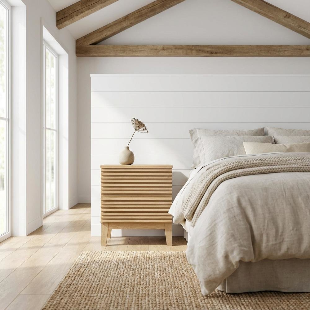 Two-Drawer Nightstand in Brown Modern Finish with Stylish Design