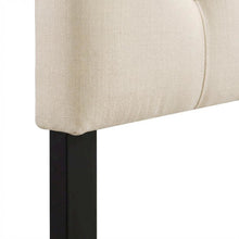 Upholstered Queen Headboard in Neutral Fabric, Padded Design, Stylish Support