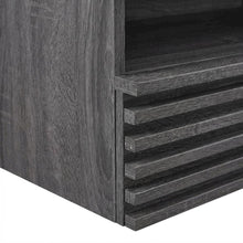 Wooden Wall-Mount Nightstand in Gray Finish with Contemporary Design