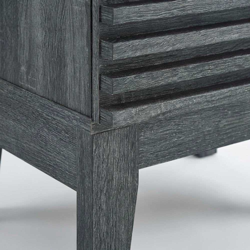 Two-Drawer Nightstand in Gray Finish with Sturdy Build and Modern Style