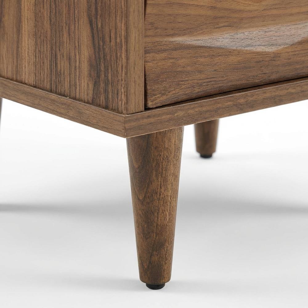 Brown Wooden Nightstand with Two Drawers and Sleek Modern Design
