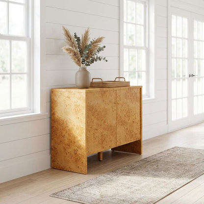 Wooden Brown Sideboard with Engineered Material and Sleek Design