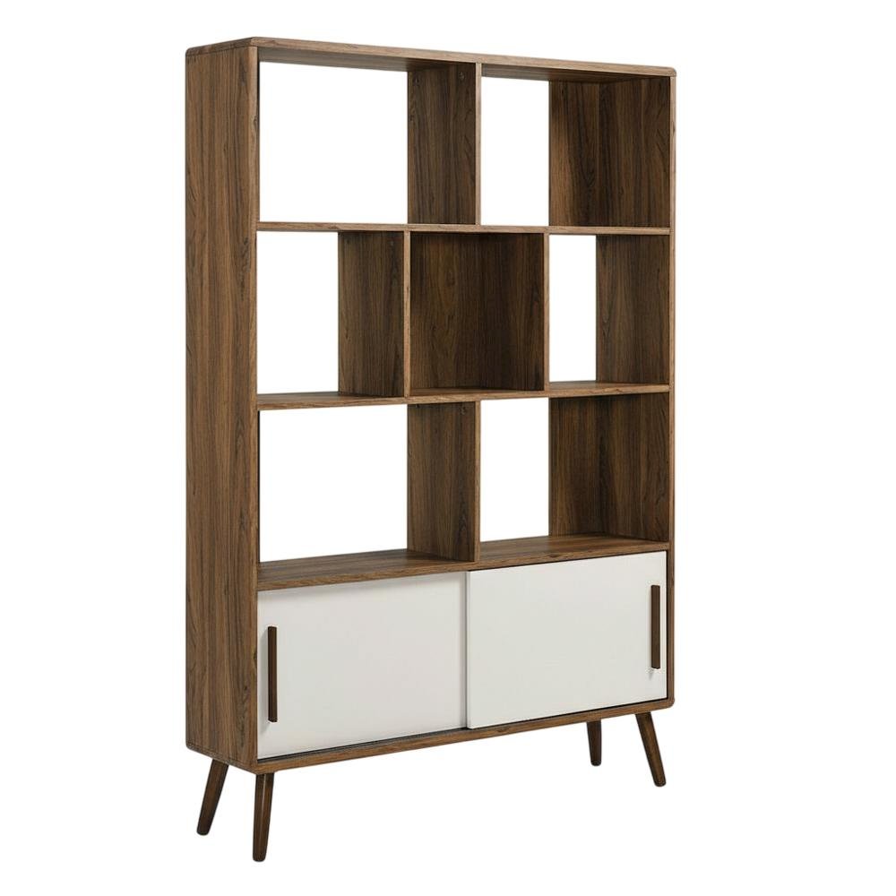 Wooden Bookcase with Sliding Doors for Living Room Storage