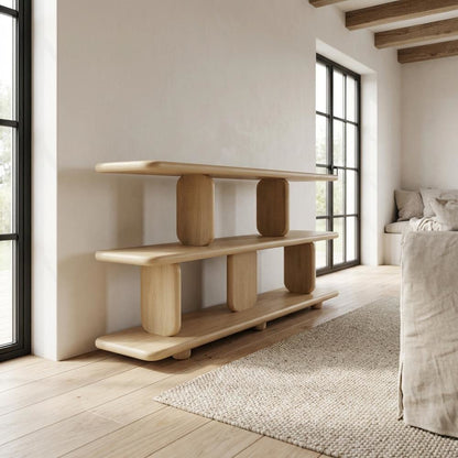 Wooden 2-Tier Bookshelf in Natural Finish with Sturdy Shelving