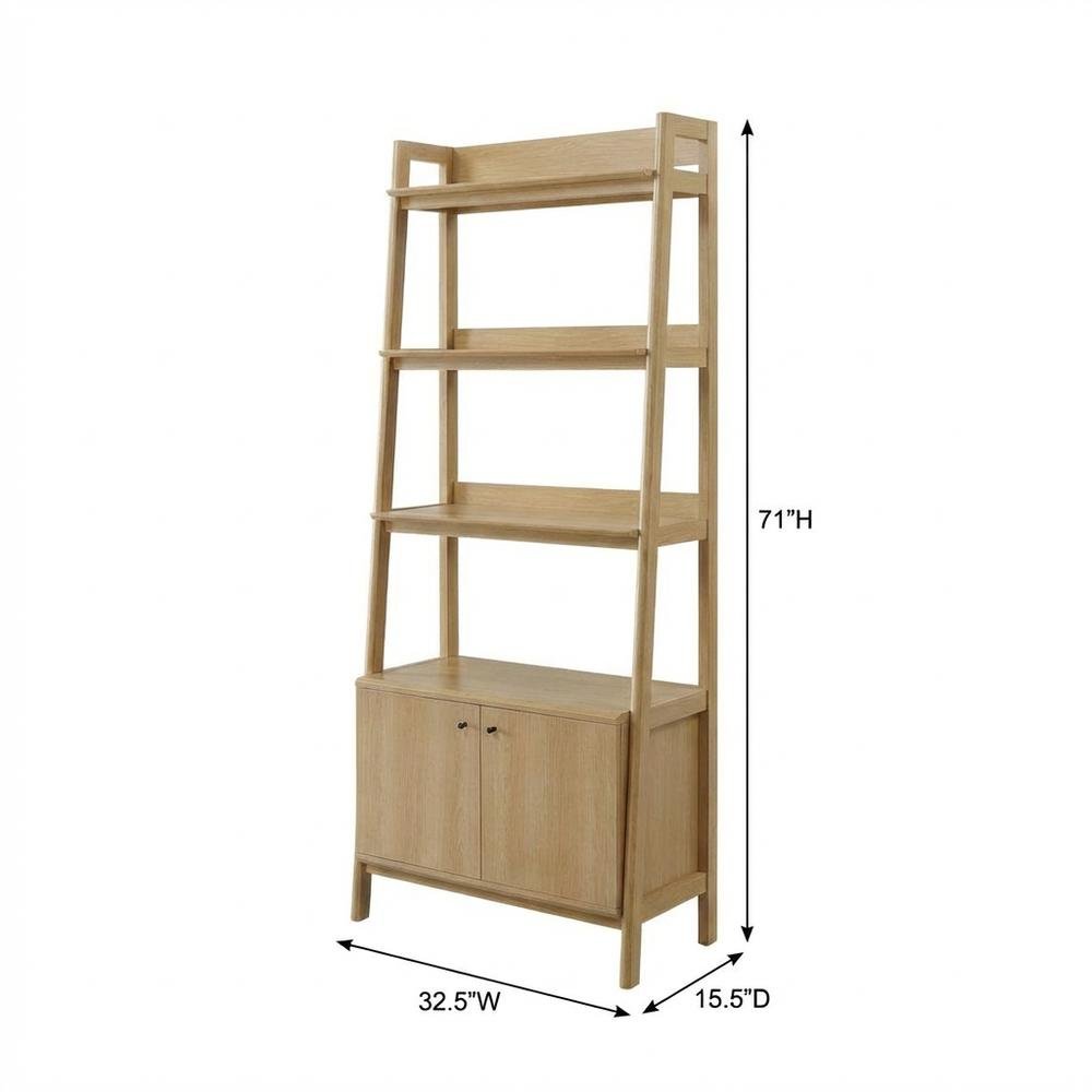 Contemporary Wooden Bookshelf in Natural Finish for Home Office Use