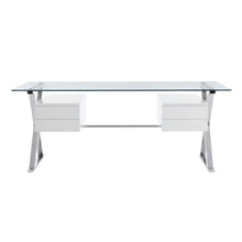 Contemporary 71-Inch Glass Top Office Desk With 4-Piece Set