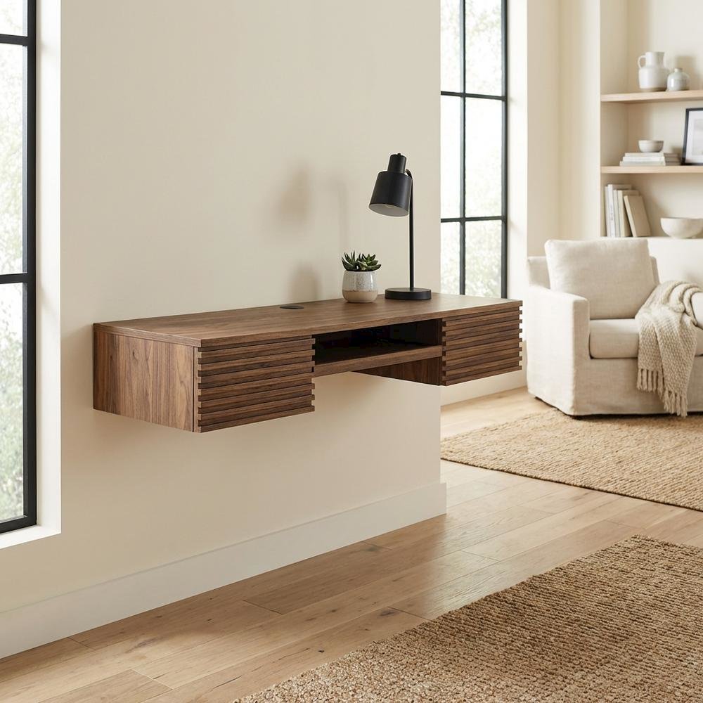 Wall Mount Wood Office Desk in Modern Design for Computer Workstations