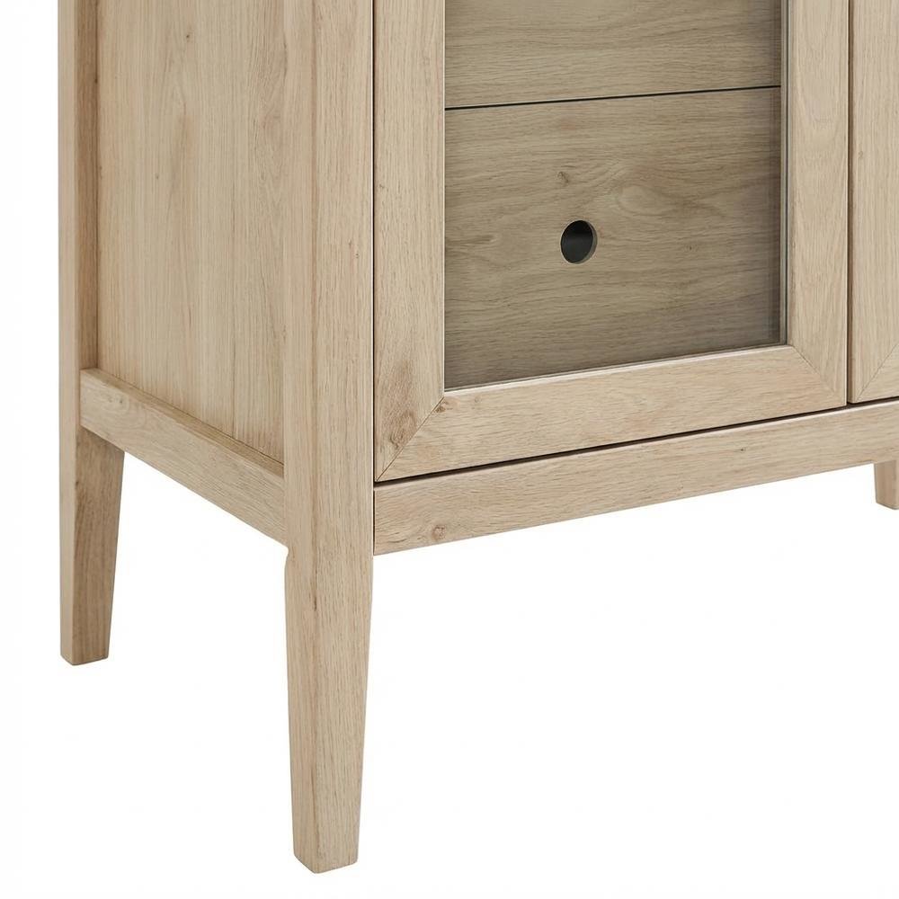 Tall Arched Storage Cabinet In Rustic Finish With Versatile Display And Storage