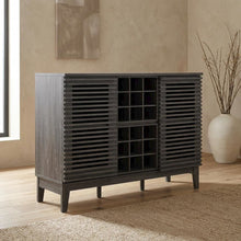 Charcoal Bar Cabinet, Bicast Leather, 46 Inch Wide, Modern Style