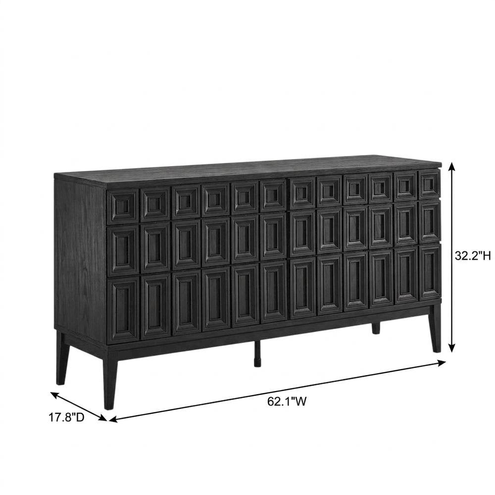 Wooden Sideboard Buffet Cabinet with Storage Credenza for Dining Room, Black