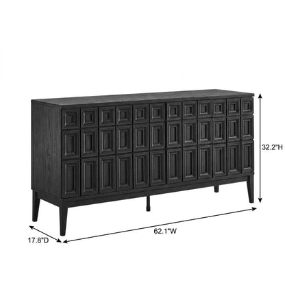 Wooden Sideboard Buffet Cabinet with Storage Credenza for Dining Room, Black