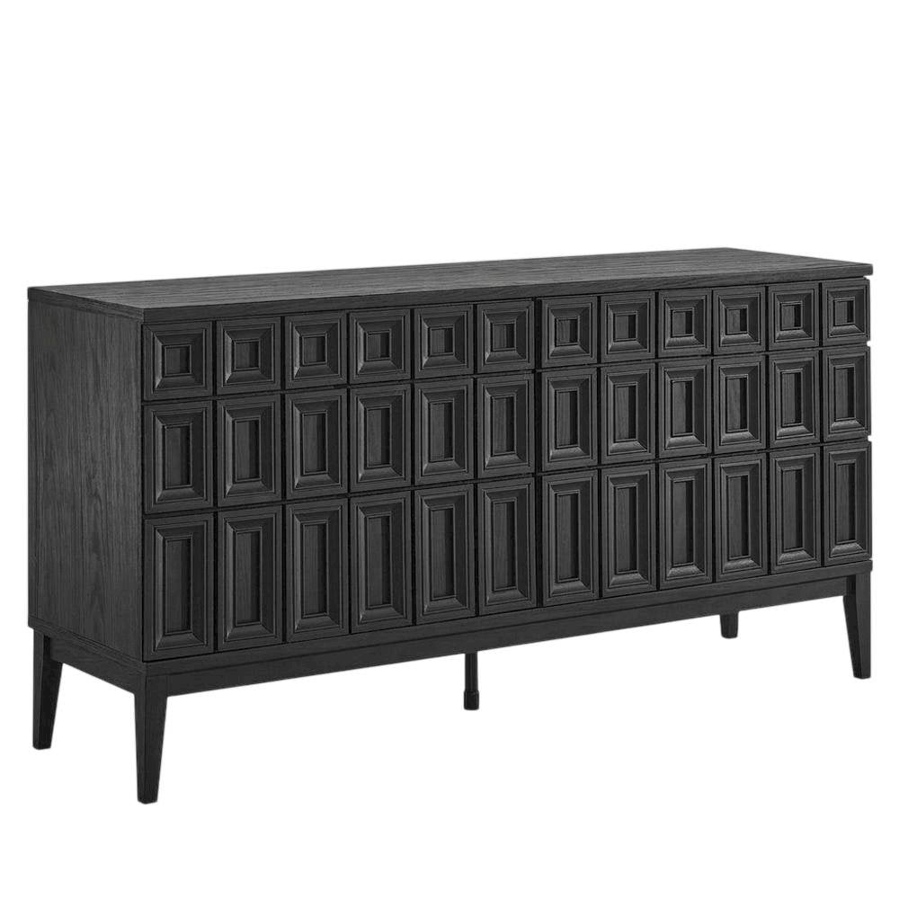 Wooden Sideboard Buffet Cabinet with Storage Credenza for Dining Room, Black