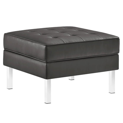 Loft Tufted Vegan Leather Armchair and Ottoman Set