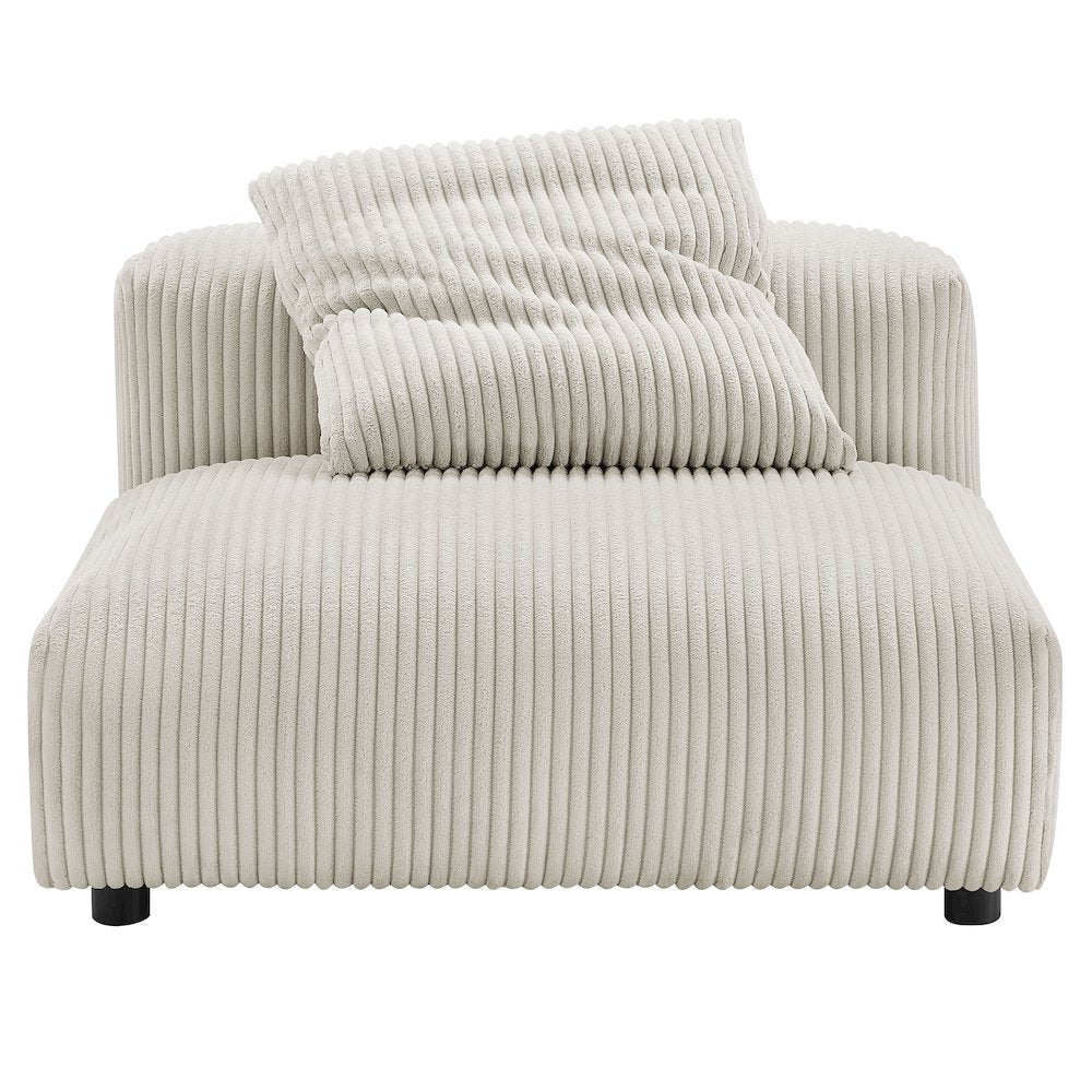 Solace Modular Corduroy Upholstered Armless Chair and Ottoman Set