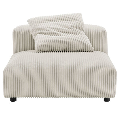 Solace Modular Corduroy Upholstered Armless Chair and Ottoman Set
