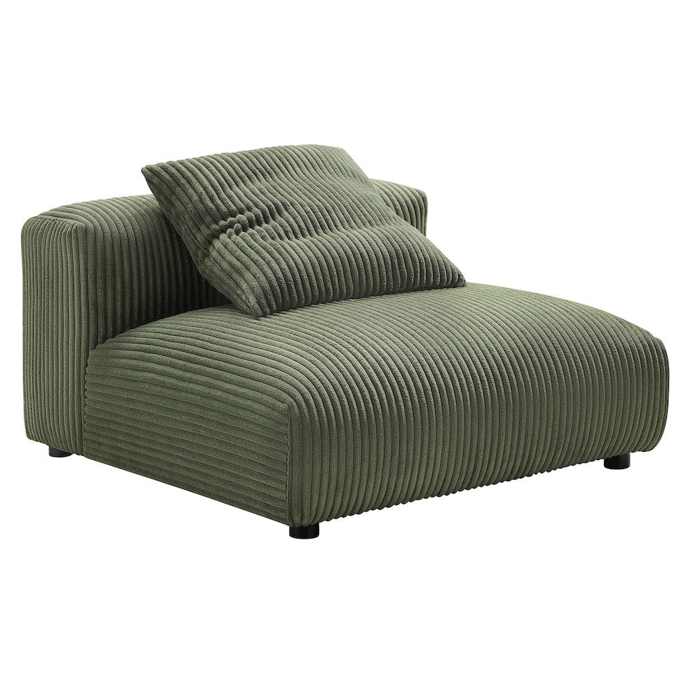 Solace Modular Corduroy Upholstered Armless Chair and Ottoman Set