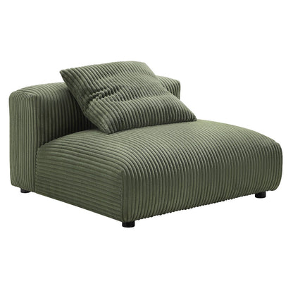 Solace Modular Corduroy Upholstered Armless Chair and Ottoman Set