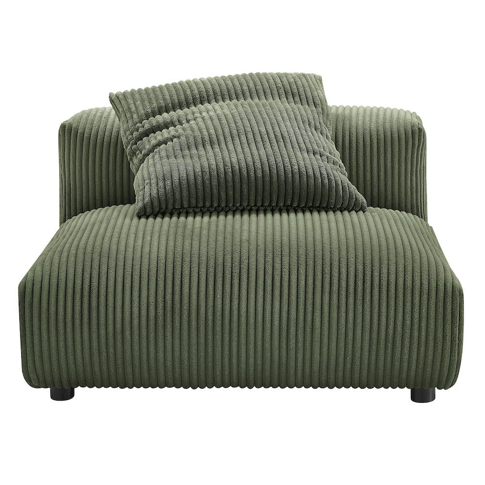Solace Modular Corduroy Upholstered Armless Chair and Ottoman Set