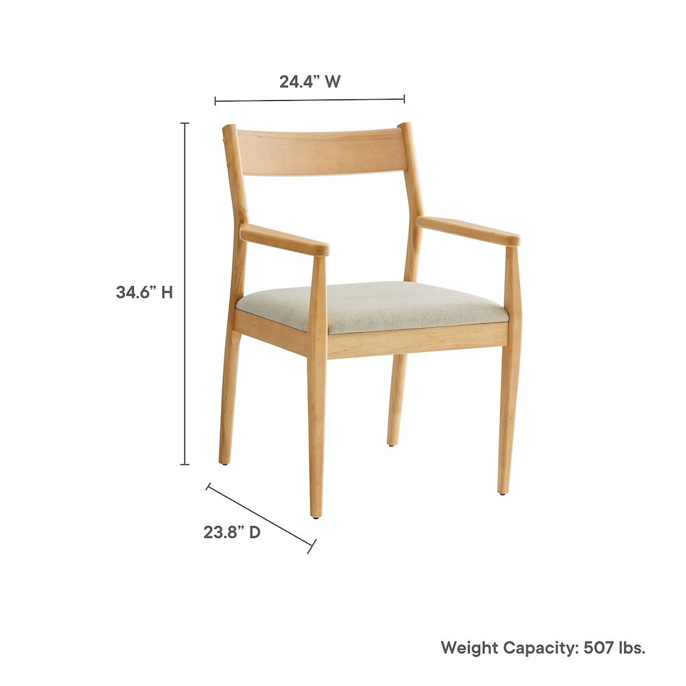 Solara 7-Piece Wood Dining Set with Fabric Upholstered Armchairs