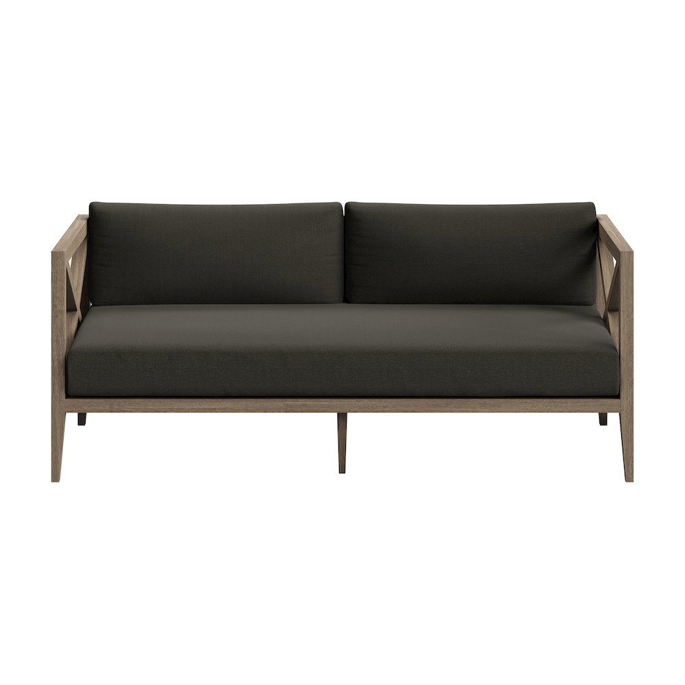 Northlake Outdoor Patio Teak Wood Loveseat and Ottoman Set