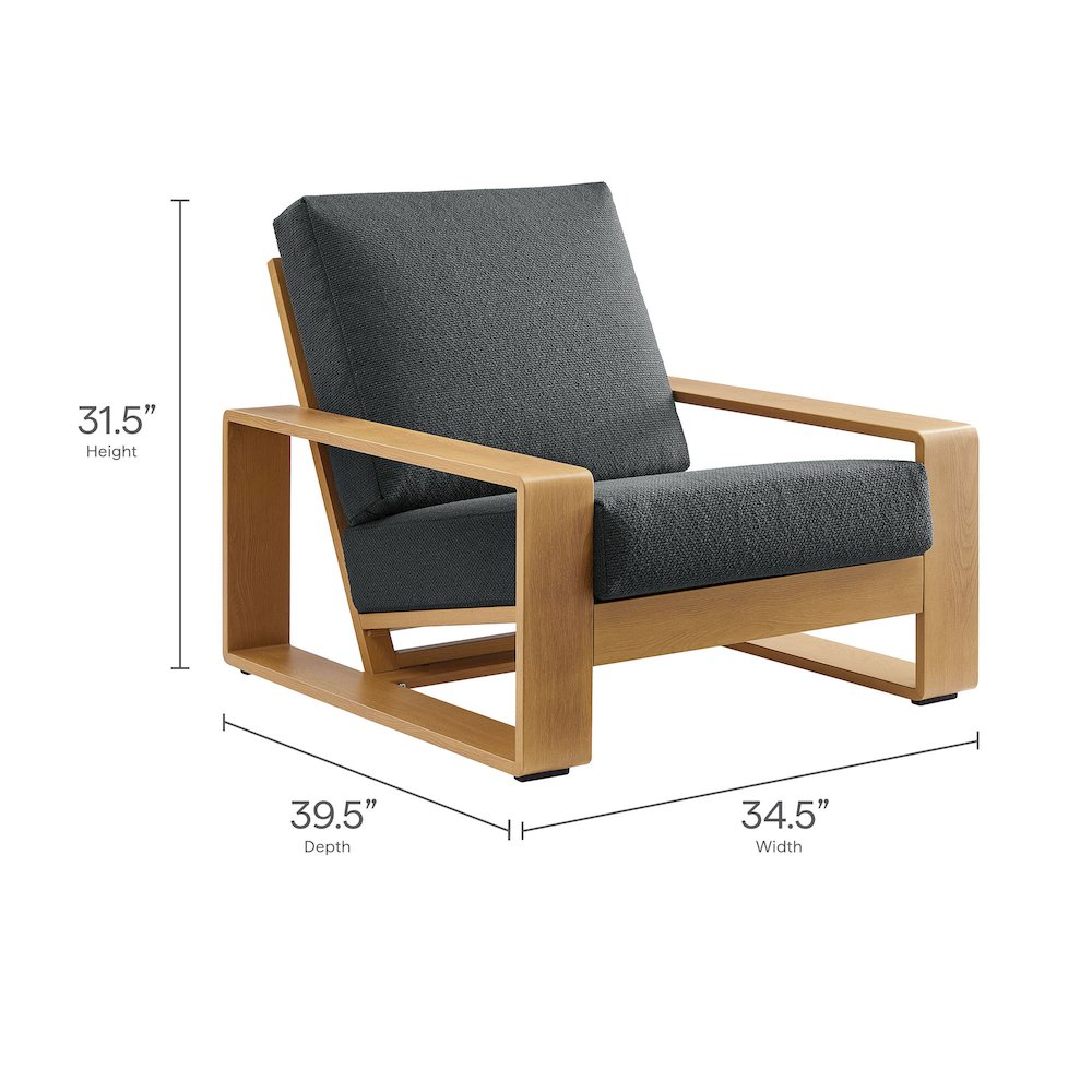 Lirienne Outdoor Patio Aluminum Faux Wood Armchairs Set of 2