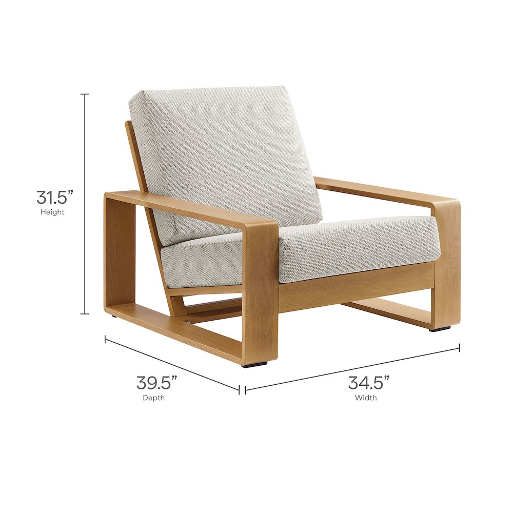 Lirienne Outdoor Patio Aluminum Faux Wood Armchairs Set of 2