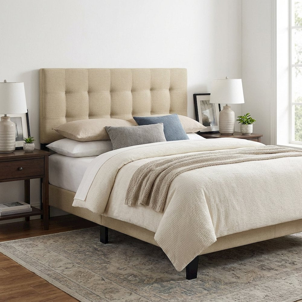 Upholstered Fabric Full Headboard with Padded Design for Comfortable Support