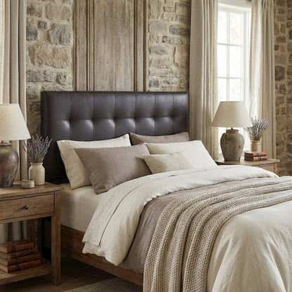 Upholstered Vinyl Queen Headboard with Padded Design and Durable Finish