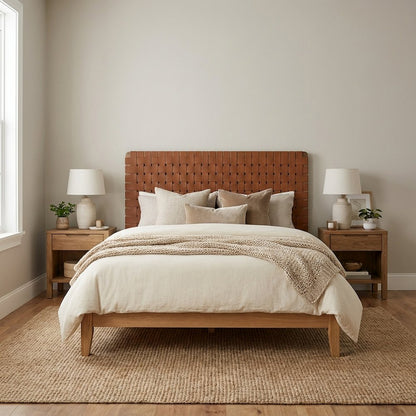 Vegan Leather Full Headboard with Texturedand Durable Frame