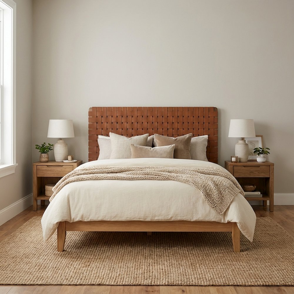 Vegan Leather Full Headboard with Texturedand Durable Frame