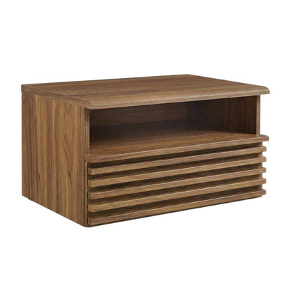 Wall-Mount Nightstand in Brown Finish with Modern Design