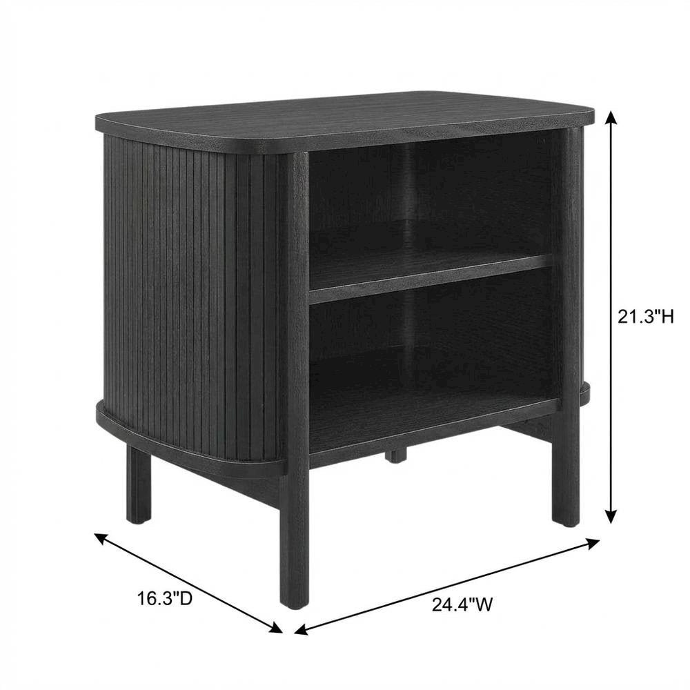 Nightstand with Open Storage in Black, for Bedroom Living Space