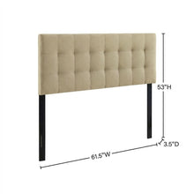 Upholstered Queen Headboard in Neutral Fabric, Padded Design, Stylish Support