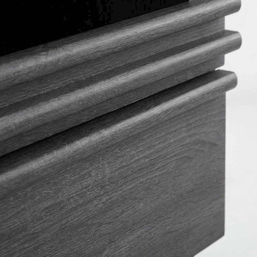 Nightstand in Gray Finish, Minimalist Design, Sturdy Base,, Versatile Storage