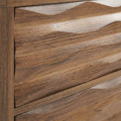 Brown Wooden Nightstand with Two Drawers and Sleek Modern Design