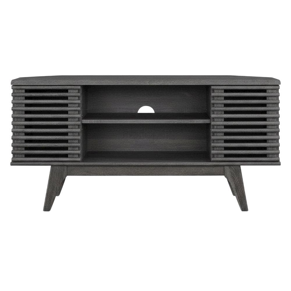 Gray wood corner TV stand with sleek design and sturdy construction