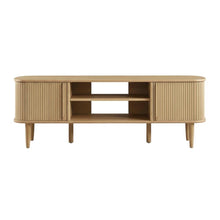 Brown wooden TV stand with sleek design and sturdy construction