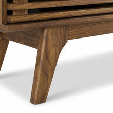 Wooden brown TV stand with 48-inch width and sleek design