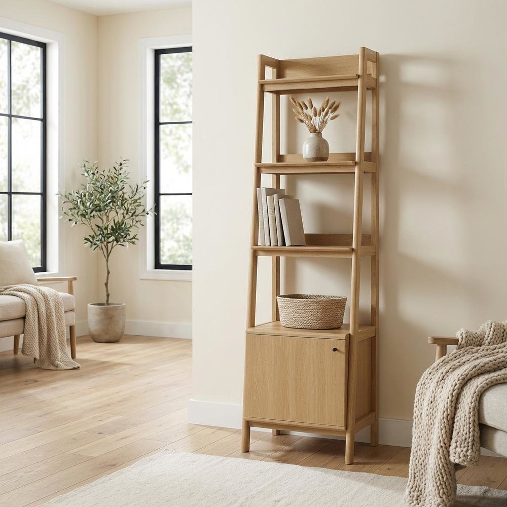 Wooden Bookshelf with Open Shelving for Home Library and Organization
