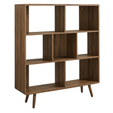 Wood Grain Bookcase with 7 Shelves for Living Room Storage