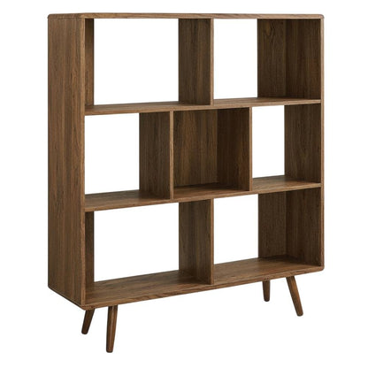 Wood Grain Bookcase with 7 Shelves for Living Room Storage
