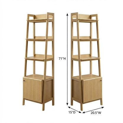 Wooden Bookshelf with Open Shelving for Home Library and Organization