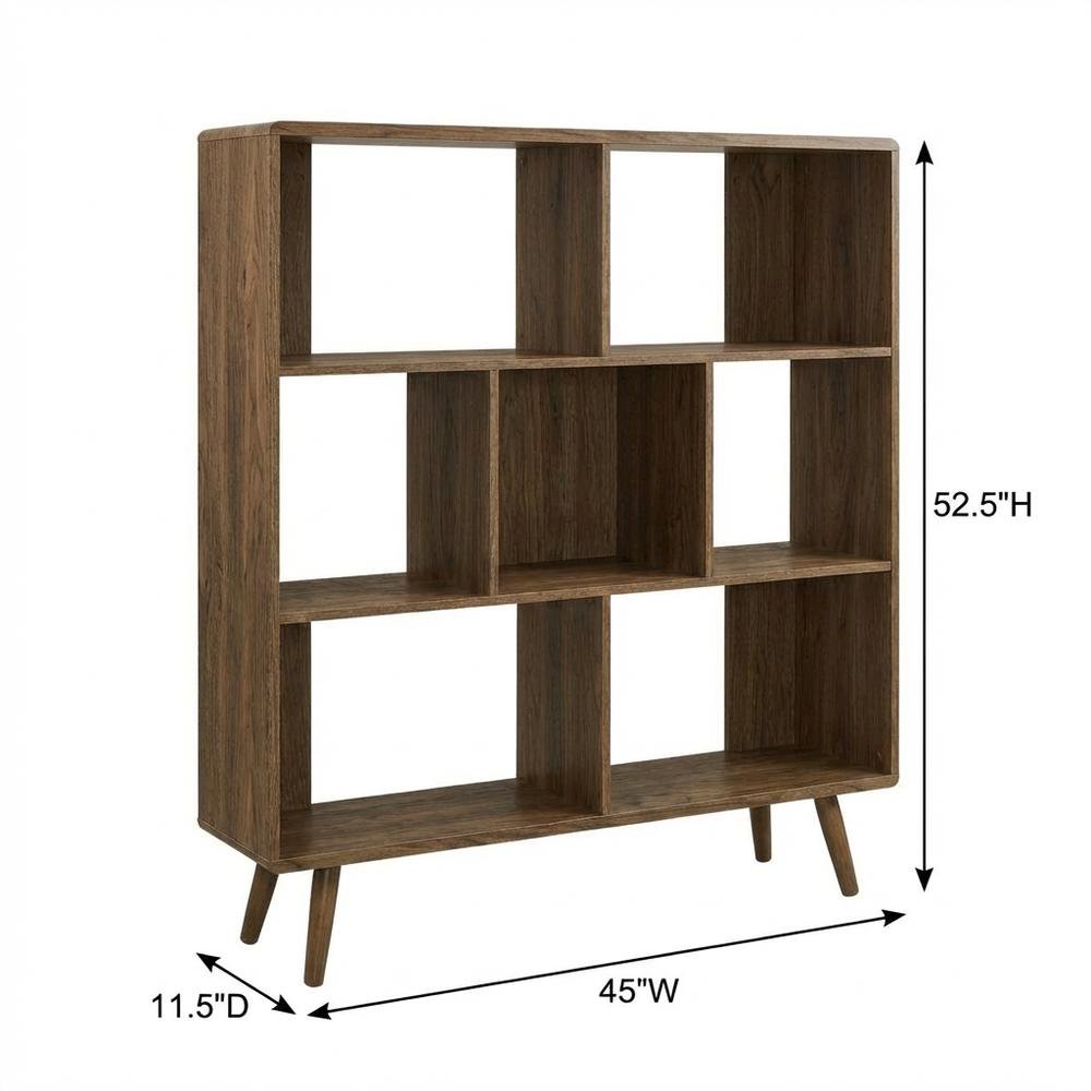 Wood Grain Bookcase with 7 Shelves for Living Room Storage